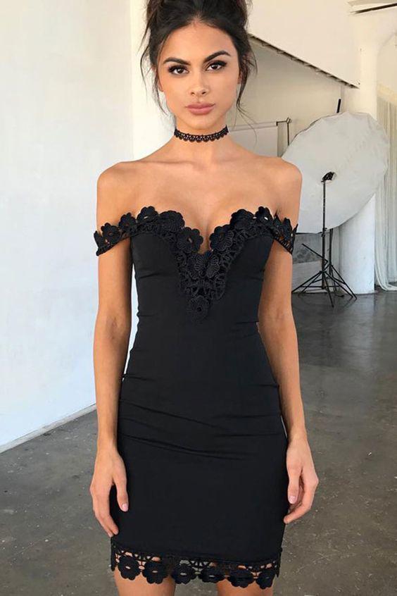 Black Homecoming Dress with Lace ...